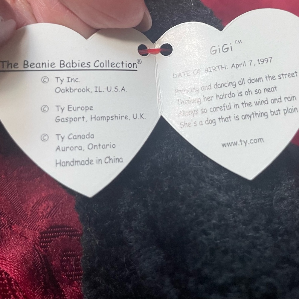 Vintage Ty Beanie Baby GiGi Poodle Hang Tag 1997 Tush Tag 1998 Mint Condition - Picture 6 of 9